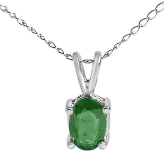 House of Brilliance Haus Of Brilliance Colorful Gemstones 14K 0.45 Ct. Tw. Emerald Pendant Necklace