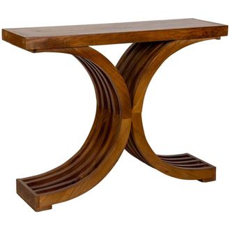Wanderlust Deco Recibidor de madera artesanal marr&oacute;n 100x30x82h cm