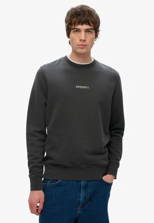 Superdry Sweatshirt SUPERDRY MICRO LOGO CREW, Herren, Gr. XL, schwarz (washed schwarz), angeraute Sweatware, Obermaterial: 80% Baumwolle, 20% Polyester, unifar