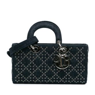 Dior Pre-owned Dior Medium Denim Cannage Eyelet Lady D Joy 01-RU-0252