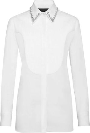 Philipp Plein Shirt - Dames - Overhemden - Wit - S - Katoen - Overhemden