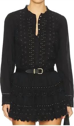 LoveShackFancy Larine Top In Black