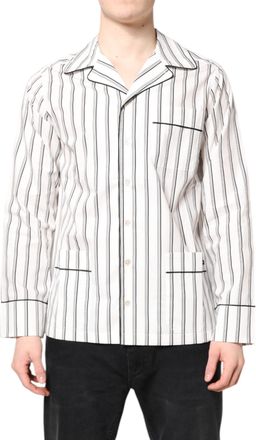 Dolce & Gabbana White Stripes Lounge Pajama Sleepwear Mens Shirt