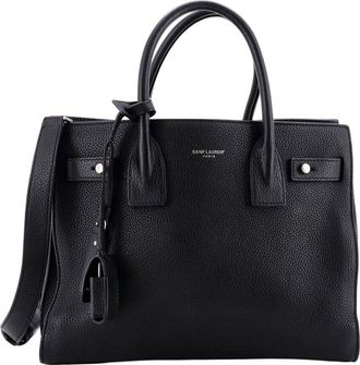 Saint Laurent Black Sheep Leather Sac De Jour Souple Bag Baby (Authentic Pre- Loved)