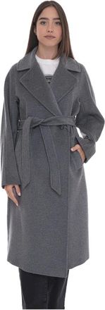 Max Mara Resina Wollen Jas - Dames - Jas met riem - Grijs - L - Wol - Jassen