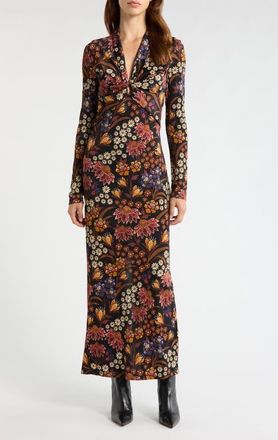 Farm Rio Lili Long Sleeve Floral Maxi Dress in Black at Nordstrom, Size Xx-Small
