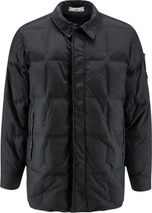 Stone Island Nylon Donsparka Met Zijlogo - Heren - Winterjassen - Zwart - S - Nylon - Jassen