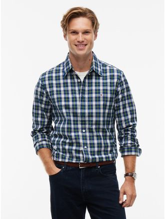 Tommy Hilfiger Mens Regular Fit Check Shirt - Ecru - XXL