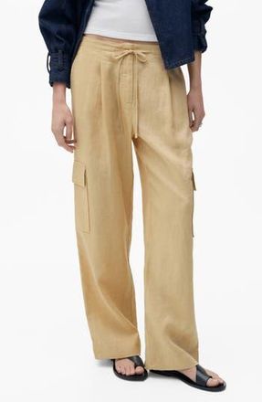 Mango Linen Cargo Pants in Mustard at Nordstrom Rack, Size 8