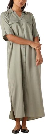 Mos Mosh MOS Mosh, Kleedjes, Dames, Groen, M, Khaki Midi Jurk voor Stijlvolle Vrouwen