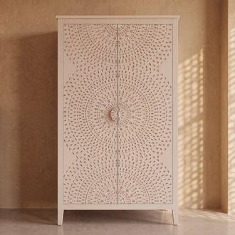 Maisons du monde Armario de 2 puertas de madera de pino blanco, 100 cm