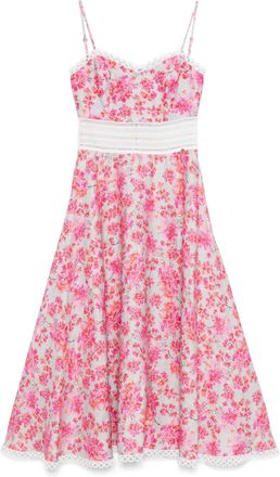 Nissa Abito midi in lino a fiori - Rosa