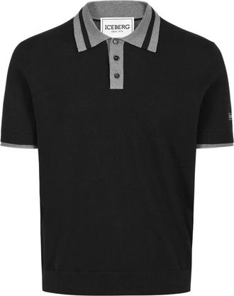 Iceberg Katoenen Polo Trui - Heren - V-hals truien - Zwart - XL - Katoen - Truien & Vesten