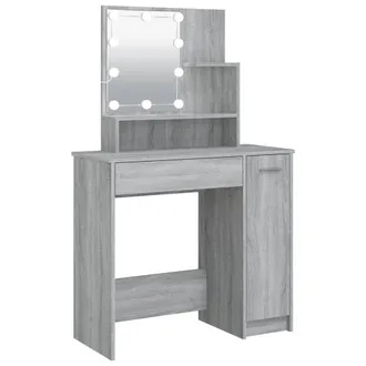 vidaXL Tocador Con Led Gris Sonoma 86,5x35x136 Cm Vidaxl