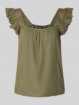 Pieces Relaxed Fit Top aus Viskose-Leinen-Mix Modell PIA in Oliv, Gr&ouml;&szlig;e XS