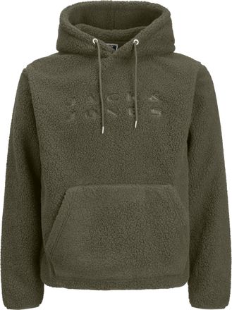 Jack & Jones Kapuzensweatshirt JACK & JONES JCOFLARE TEDDY SWEAT HOOD, Herren, Gr. M, grape leaf print:jj, angeraute Sweatware, Obermaterial: 100% Polyester, bedru