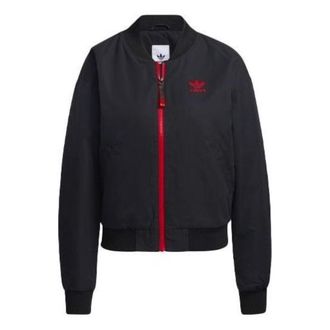adidas (WMNS) adidas CNY MA-1 Bomber Asia Sizing Black Red GN9071