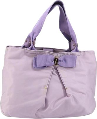 Ferragamo Pre-owned Tote Bags, female, Purple, Size: ONE SIZE Pre-owned Vintage Tote Bag with Bow Detail