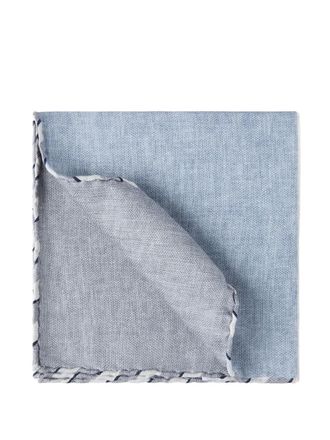 Brunello Cucinelli striped-border pocket square - Blue