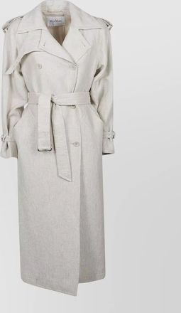 Max Mara long jacket belted waist buttoned cuffs epaulettes