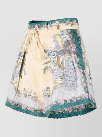 Zimmermann indra tuck linen skirt floral belt