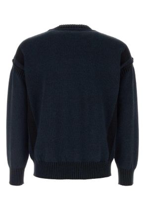 Kenzo Mens Midnight Blue Cotton Blend Sweater Black Exterior: Wool Maglieria