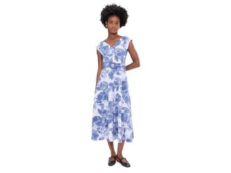 Calvin Klein Sleeveless Floral Scuba Belted Aline Womens Dress Spring Mist : 14, Polyester/Spandex