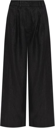 Poss&eacute; Parker Trouser - Dames - Wijde Broeken - Zwart - S - Linnen - Broeken