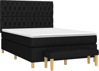 vidaXL Vidaxl - Cama Box Spring Con Colch&oacute;n Tela Negro 140x190 Cm
