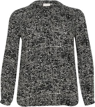 Kaffe Curve Grafische Dot Blouse Zwart/Turtledove - Dames - Blouses - Zwart - 4XL - Overhemden
