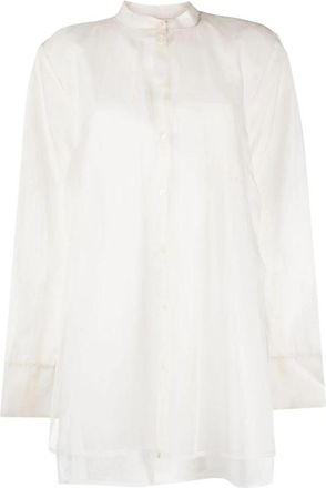R&oacute;he Double Layered Organza Top - Dames - Overhemden - Beige - M - Organza - Overhemden