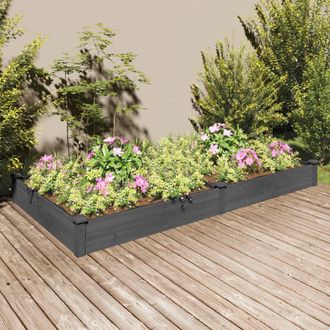 vidaXL Vidaxl - Jardinera Arriate Con Forro Madera Abeto Gris 240x120x25 Cm