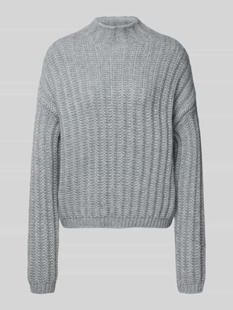 HUGO BOSS Relaxed Fit Strickpullover aus Baumwoll-Mix mit Woll-Anteil Modell SAFINEYNY in Hellgrau Melange, Größe XXL