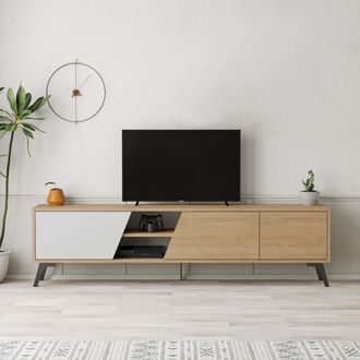 Decortie Fiona TV Unit 180cm for 65 Inch TVs - Modern Multimedia Centre in White | Size: 2 Pack
