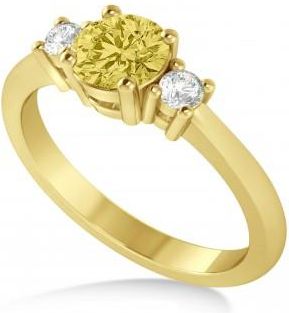 Allurez Round Yellow & White Diamond Three-Stone Engagement Ring 14k Yellow Gold (0.89ct)
