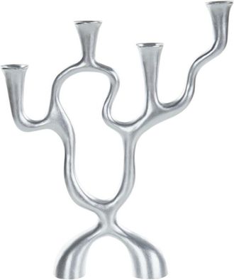 Beliani Beliani - Candelero Para 4 Velas Decoraci&oacute;n Minimalista Candelabro Plateado Famoes