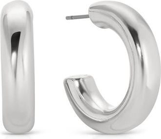 Ettika Small Thick Classic Hoop Earrings in Rhodium at Nordstrom