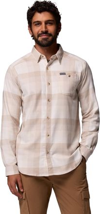 Columbia Mens Cornell Woods Flannel Long Sleeve Shirt, Dark Stone Multi Buffalo Check, Large Tall