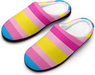 Generic Pansexual Flag Print Mens Slippers Comfortable And Non-slip Cotton Slipper Shoe for House