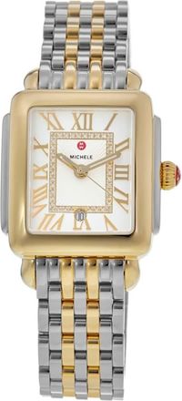 Michele Deco Madison Silver Diamond Dial Two Tone Bracelet Womens Watch MWW06G000013