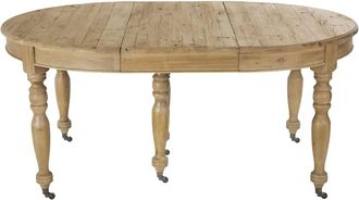 Maisons du monde Mesa extensible con ruedas de pino reciclado de 12/14 plazas 125/325 cm