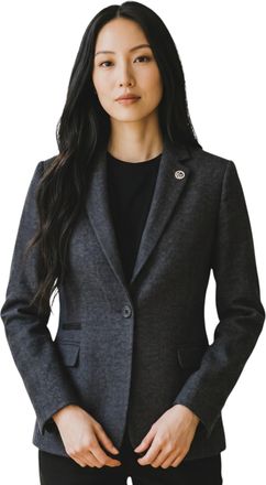 TruClothing Dames zwarte wollen tweed visgraat-ruite blazer - WS-1