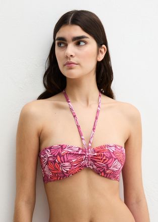 Marc O'Polo Bandeau-Bikini-Top MARC OPOLO Abstract Leaf AOP, Damen, Gr. XL (46), N-Gr, raspberry coulis leaf print, Obermaterial: 84% Polyamid, 16% Elasthan, Biki