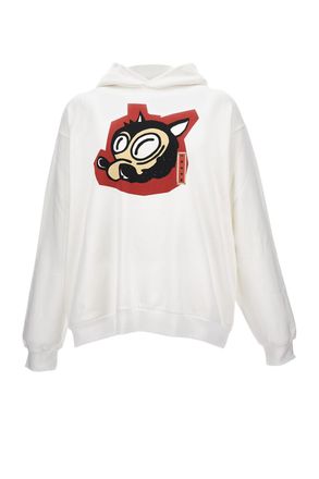 Marni Oversized Beige Hoodie With Graphic Print And Hood