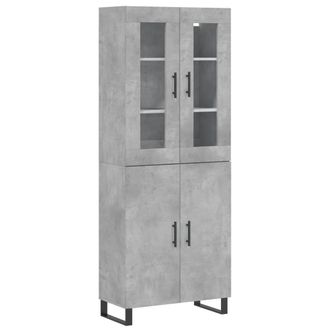 vidaXL Vidaxl - Aparador Alto Madera Contrachapada Gris Hormig&oacute;n 69,5x34x180 Cm