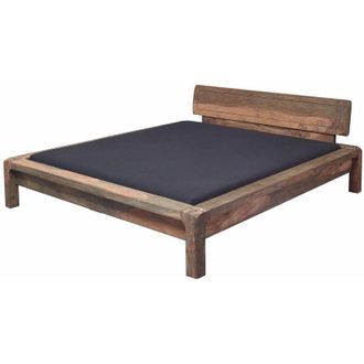 Massivmoebel24 bueno 011 Letto matrimoniale in legno di sheesham - oliato / grigio 200x200