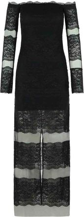 Blumarine Long Dress In Black Stretch Nylon