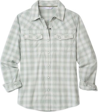 Stio | Womens Eddy Shirt Long Sleeve, Size Extra Small in Sage Flats Plaid