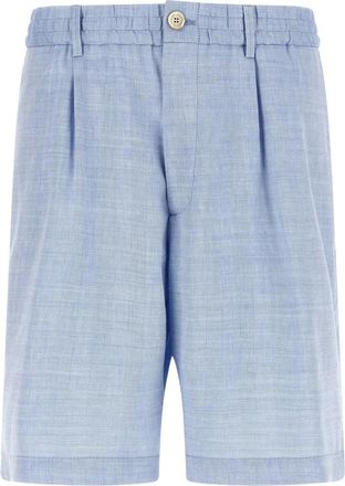 Brunello Cucinelli Chevron Bermuda Shorts - Heren - Korte Broeken - Blauw - XL - Wol - Korte Broeken