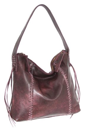 Nino Bossi Aviator Leather Shoulder Bag in Burgundy